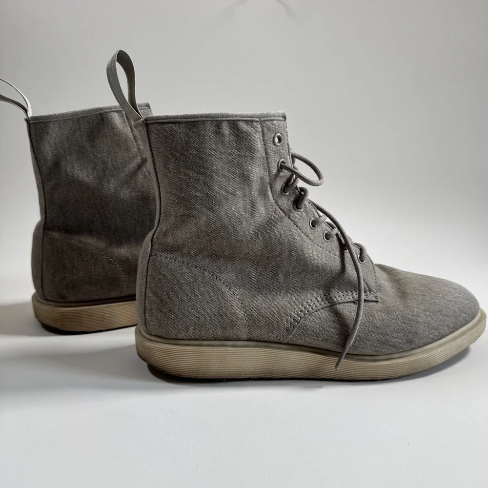 Dr. Martens Whiton Grey Canvas 8-Eye Boots Men's 14 UK 13 EU 48 AW004 GV 12 R